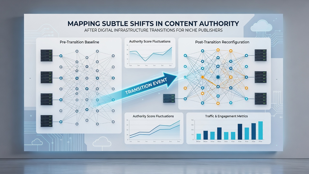 Detailed view of authority metric changes tracked across niche publishing platforms after infrastructure migrations