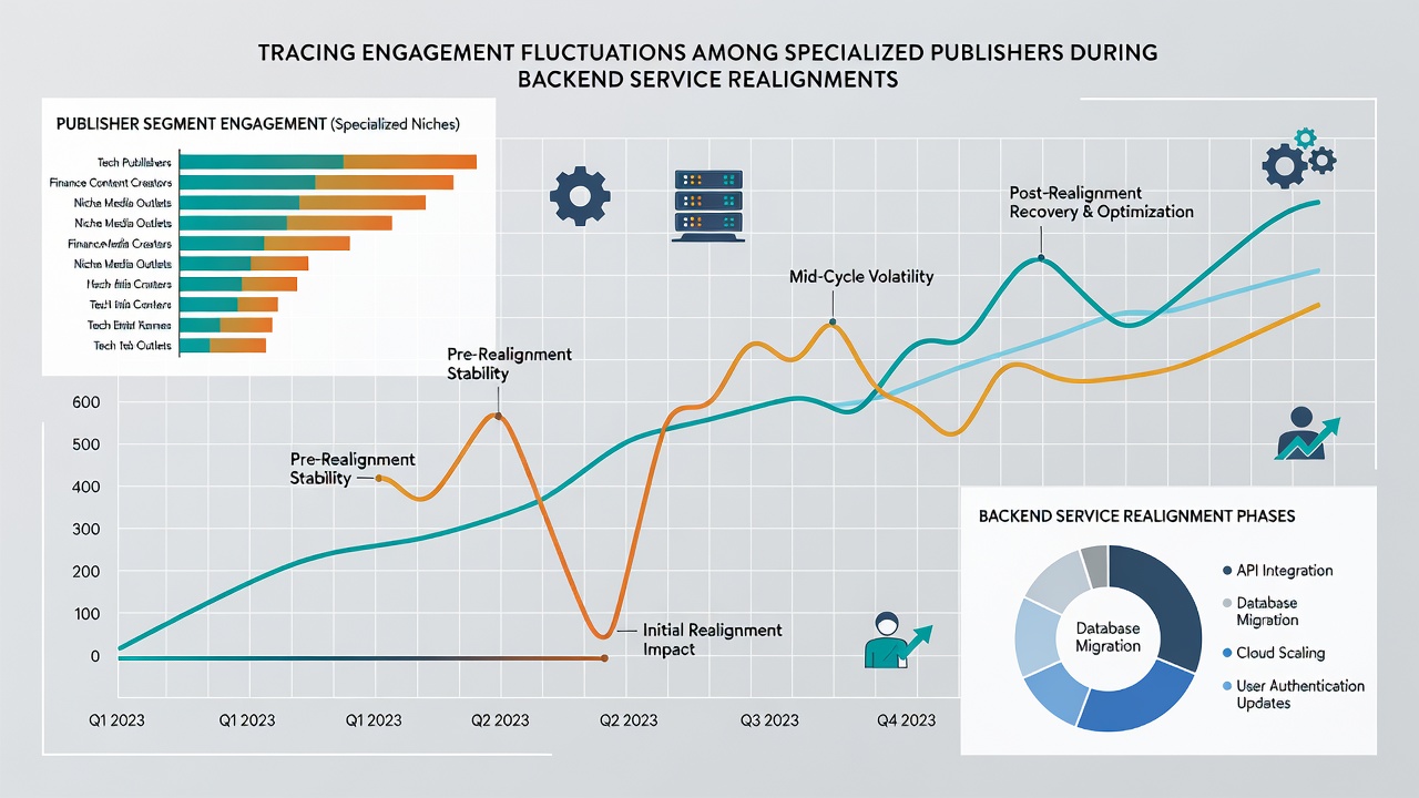 Graph illustrating engagement recovery curves for niche publishers post-backend realignment